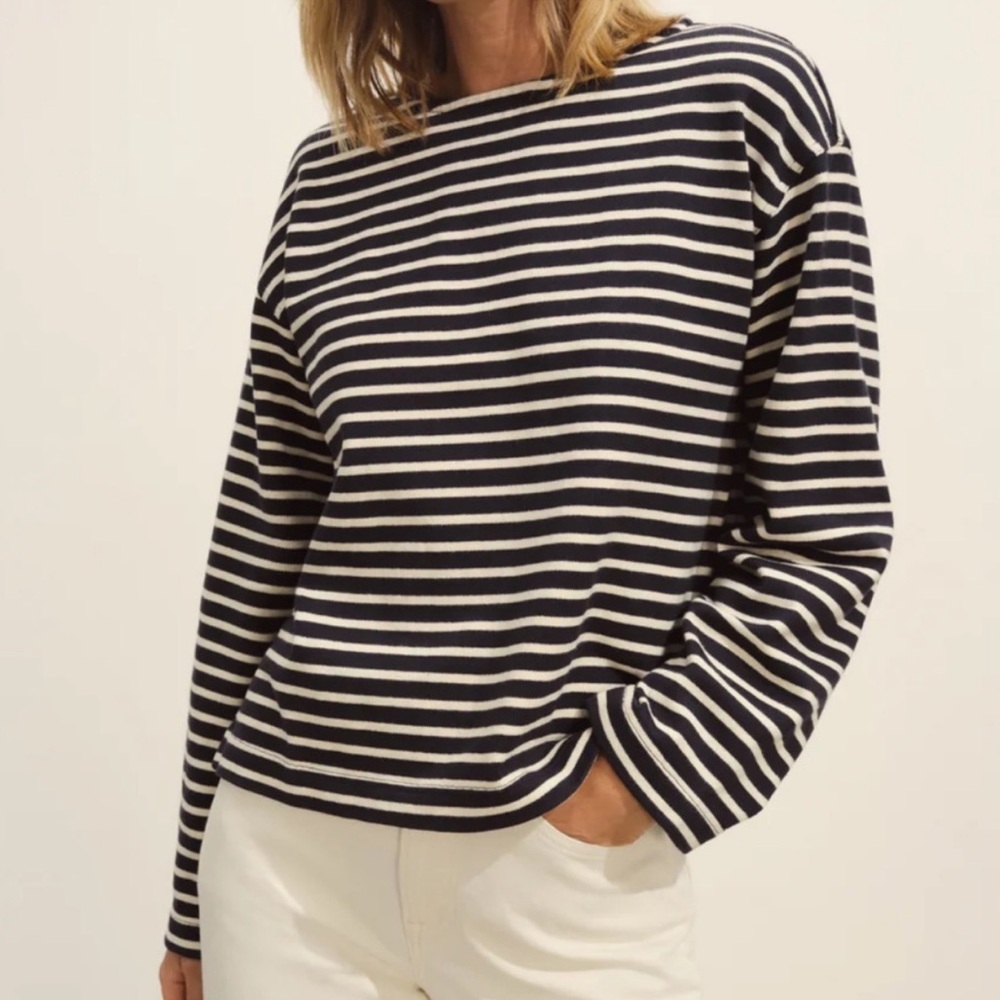 Buck Mason Mariner Jersey Breton Tee in Black/Natural Stripe 🖤